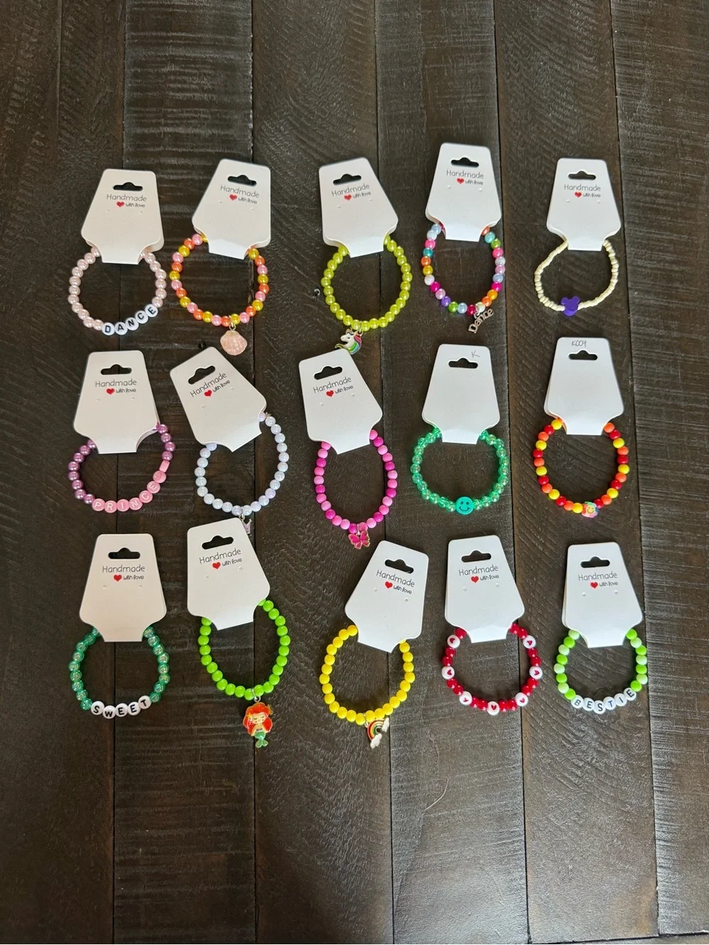 Bulk mystery set of 100 Kids Beaded Bracelet - Multicolor, handmade by me